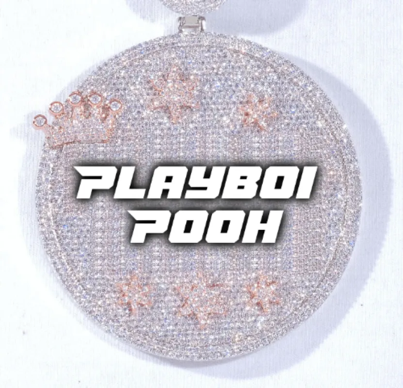 CUSTOM LETTER NECKLACE 3D BIG CROWN DISC sold by The GUU Shop