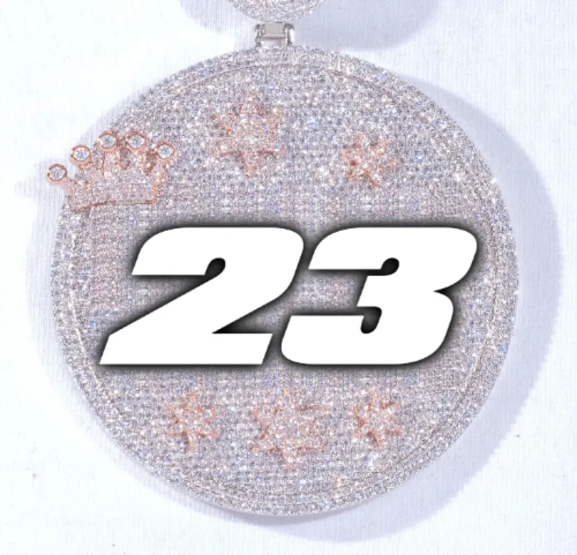 CUSTOM LETTER NECKLACE 3D BIG CROWN DISC sold by The GUU Shop