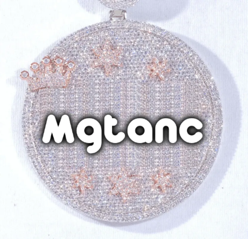 CUSTOM LETTER NECKLACE 3D BIG CROWN DISC sold by The GUU Shop