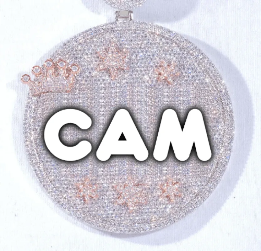 CUSTOM LETTER NECKLACE 3D BIG CROWN DISC sold by The GUU Shop