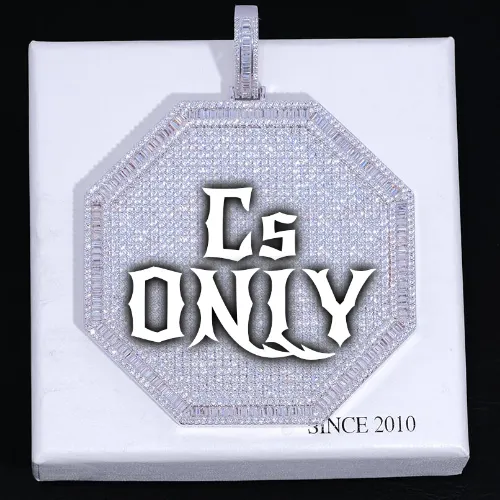 CUSTOM LETTER NECKLACE 3D BIG OCTAGON sold by The GUU Shop