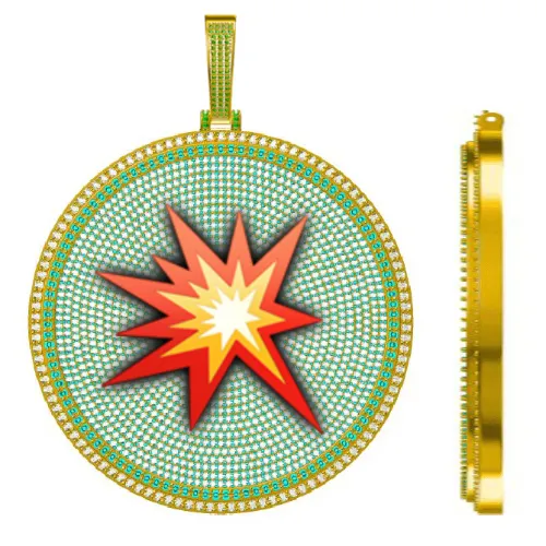 CUSTOM LETTER NECKLACE 3D BIG DISC sold by The GUU Shop