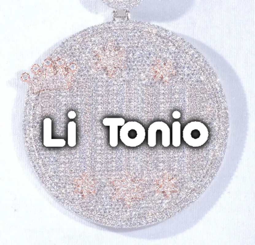 CUSTOM LETTER NECKLACE 3D BIG CROWN DISC sold by The GUU Shop