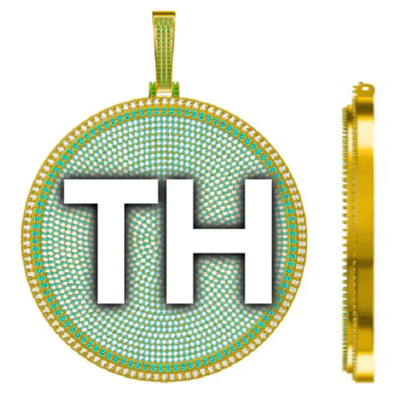 CUSTOM LETTER NECKLACE 3D BIG DISC sold by The GUU Shop