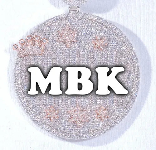 CUSTOM LETTER NECKLACE 3D BIG CROWN DISC sold by The GUU Shop