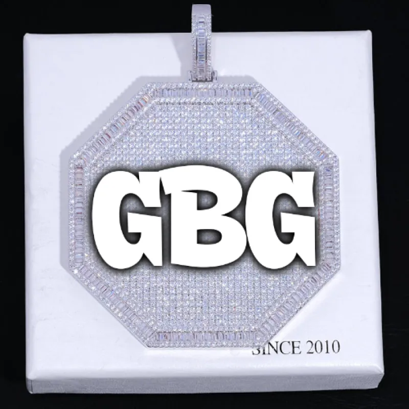 CUSTOM LETTER NECKLACE 3D BIG OCTAGON sold by The GUU Shop