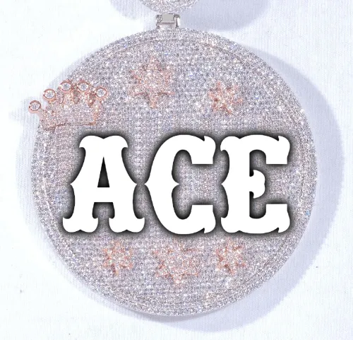 CUSTOM LETTER NECKLACE 3D BIG CROWN DISC sold by The GUU Shop