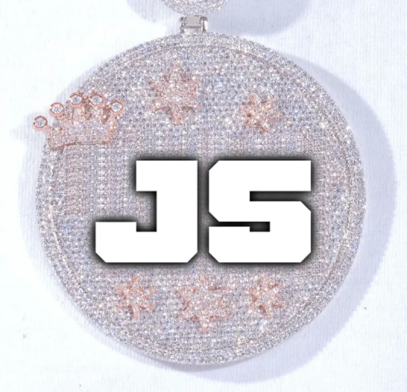 CUSTOM LETTER NECKLACE 3D BIG CROWN DISC sold by The GUU Shop