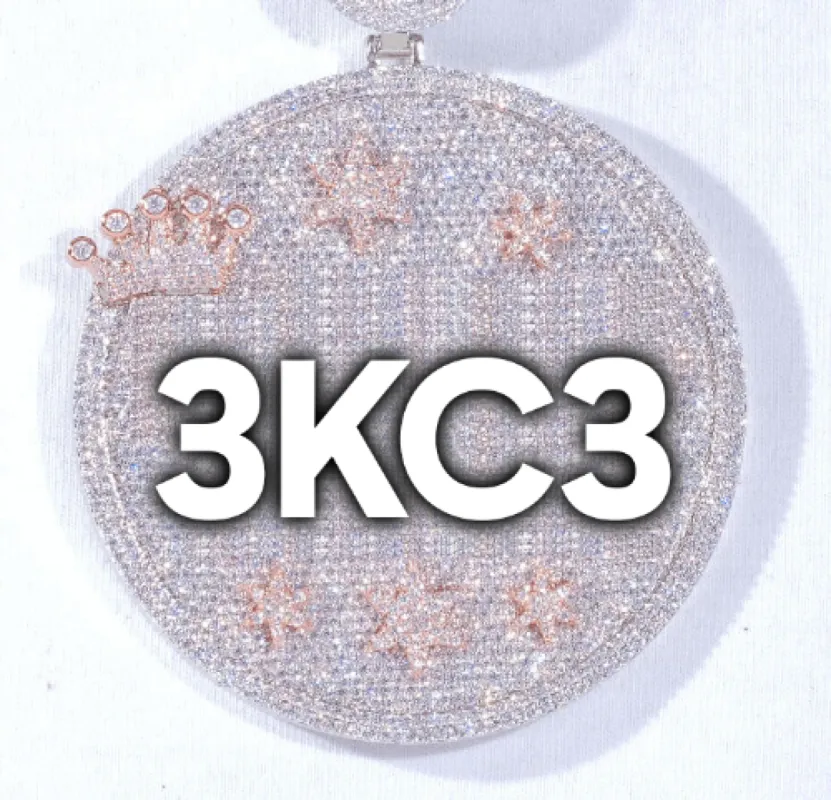 CUSTOM LETTER NECKLACE 3D BIG CROWN DISC sold by The GUU Shop