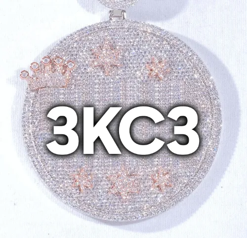 CUSTOM LETTER NECKLACE 3D BIG CROWN DISC sold by The GUU Shop