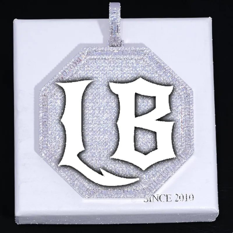 CUSTOM LETTER NECKLACE 3D BIG OCTAGON sold by The GUU Shop