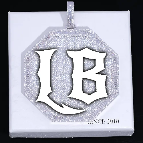 CUSTOM LETTER NECKLACE 3D BIG OCTAGON sold by The GUU Shop