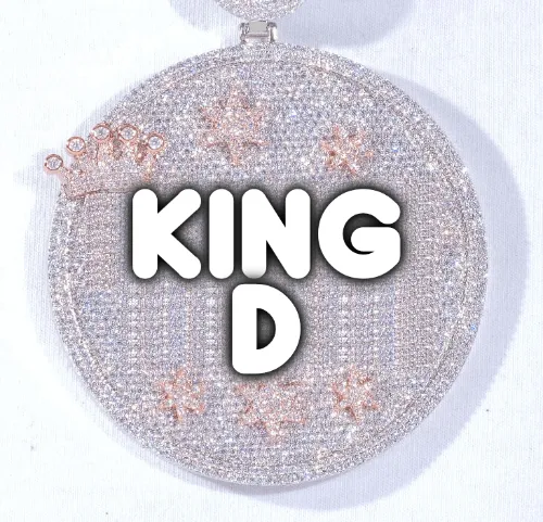 CUSTOM LETTER NECKLACE 3D BIG CROWN DISC sold by The GUU Shop