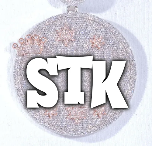 CUSTOM LETTER NECKLACE 3D BIG CROWN DISC sold by The GUU Shop