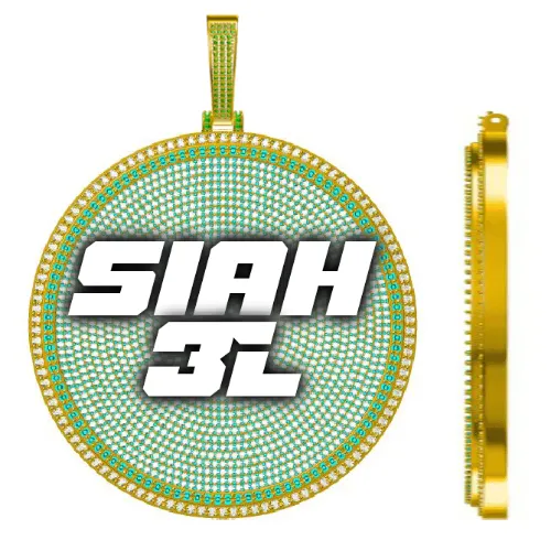 CUSTOM LETTER NECKLACE 3D BIG DISC sold by The GUU Shop