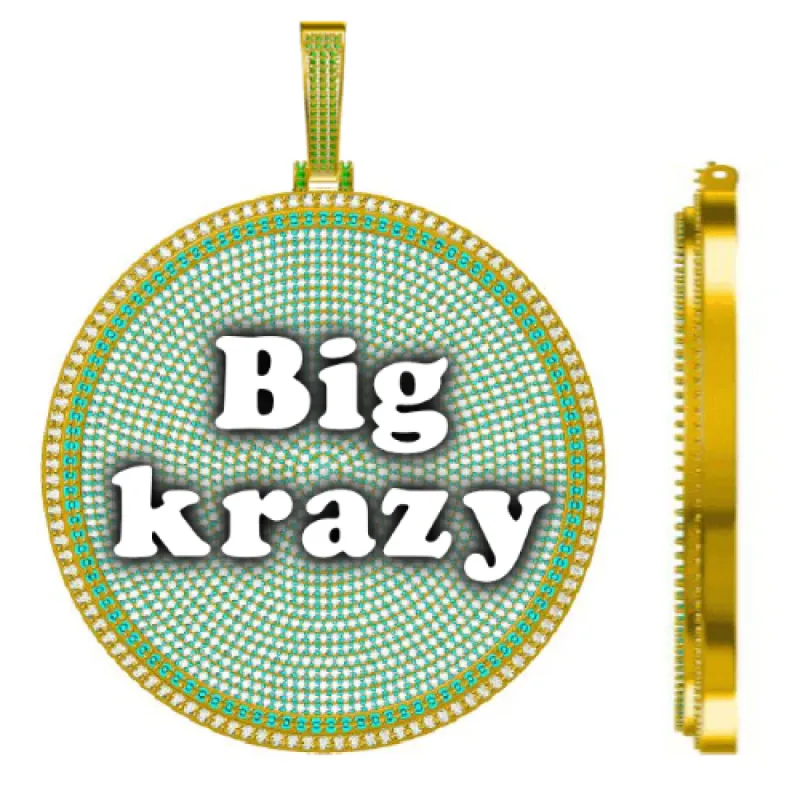 CUSTOM LETTER NECKLACE 3D BIG DISC sold by The GUU Shop