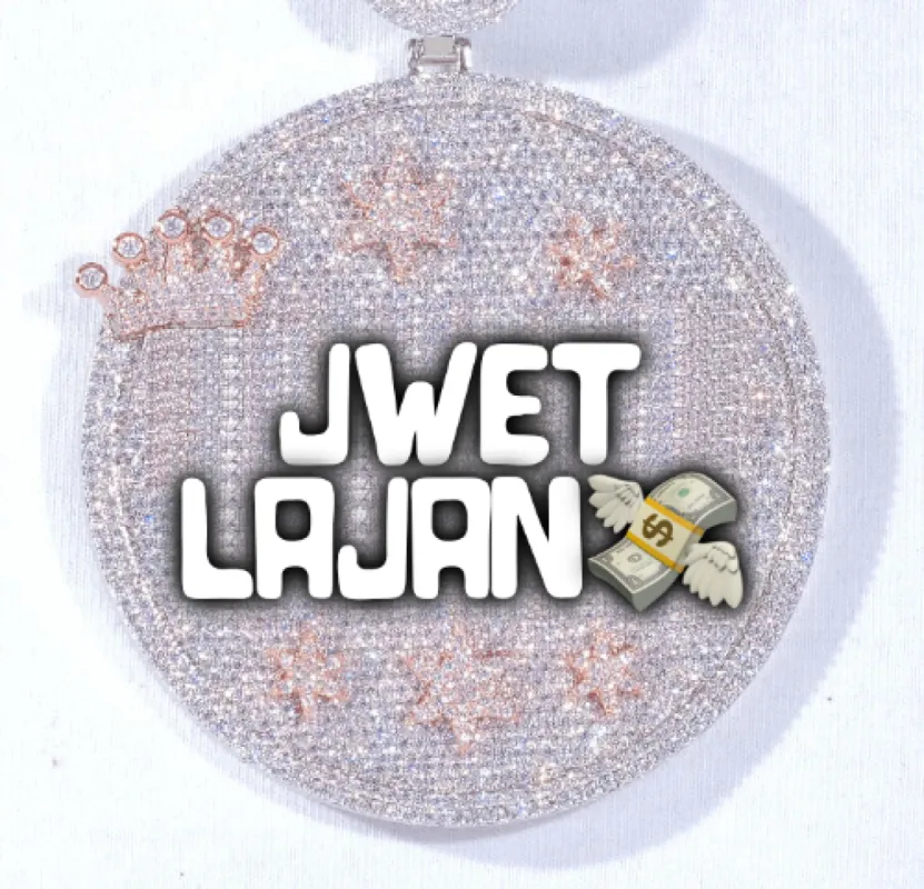 CUSTOM LETTER NECKLACE 3D BIG CROWN DISC sold by The GUU Shop