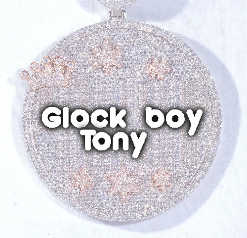 CUSTOM LETTER NECKLACE 3D BIG CROWN DISC sold by The GUU Shop