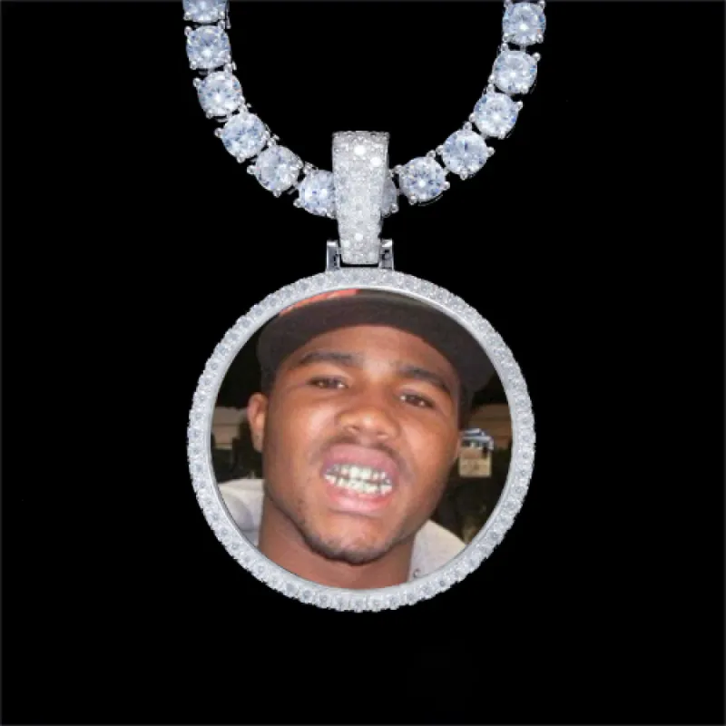 925S & VVS Moissanite 3D Circle Custom Picture Pendant sold by The GUU Shop