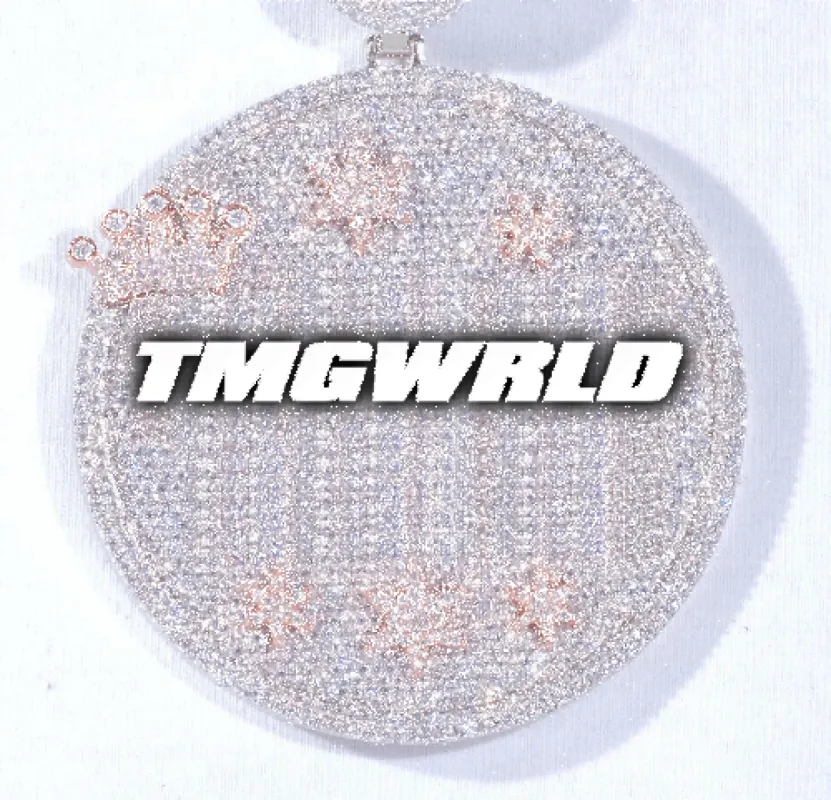 CUSTOM LETTER NECKLACE 3D BIG CROWN DISC sold by The GUU Shop