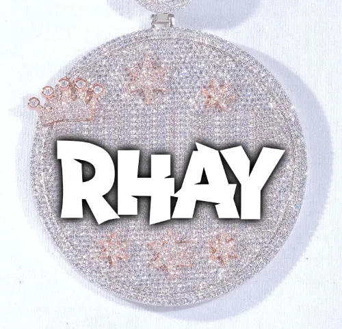 CUSTOM LETTER NECKLACE 3D BIG CROWN DISC sold by The GUU Shop