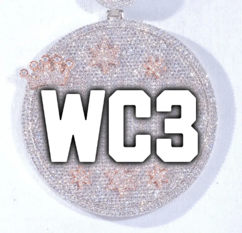 CUSTOM LETTER NECKLACE 3D BIG CROWN DISC sold by The GUU Shop