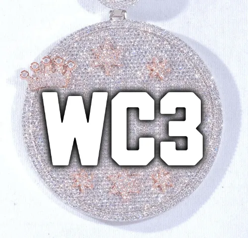 CUSTOM LETTER NECKLACE 3D BIG CROWN DISC sold by The GUU Shop