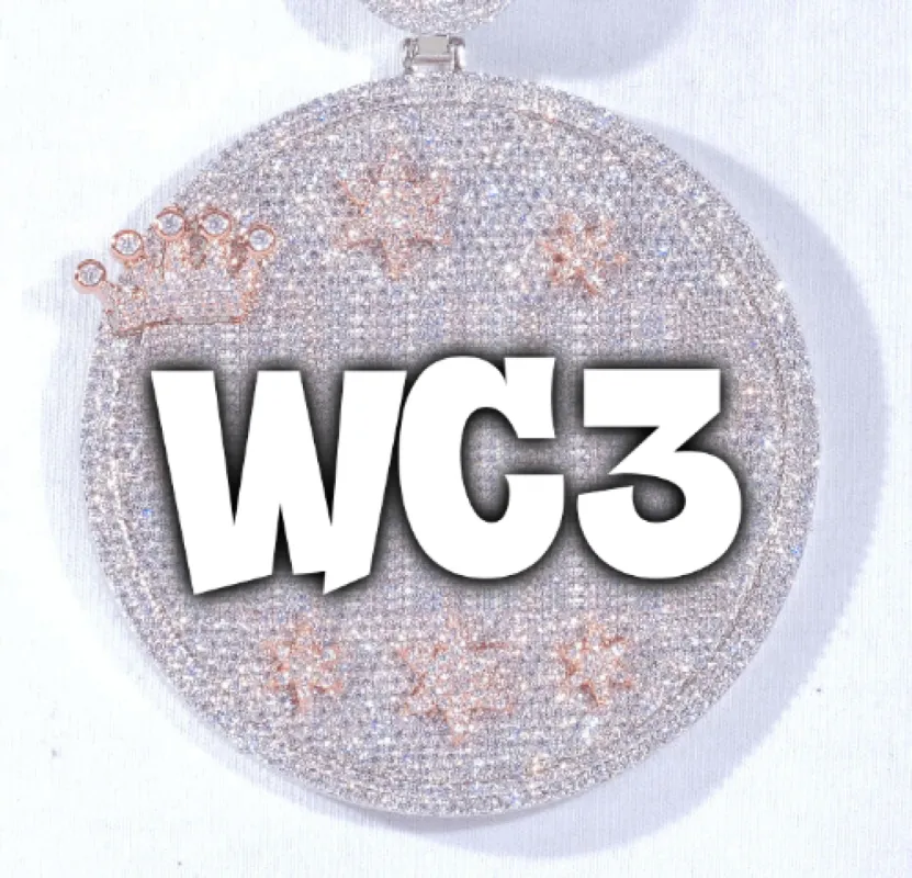 CUSTOM LETTER NECKLACE 3D BIG CROWN DISC sold by The GUU Shop