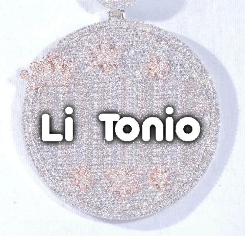 CUSTOM LETTER NECKLACE 3D BIG CROWN DISC sold by The GUU Shop