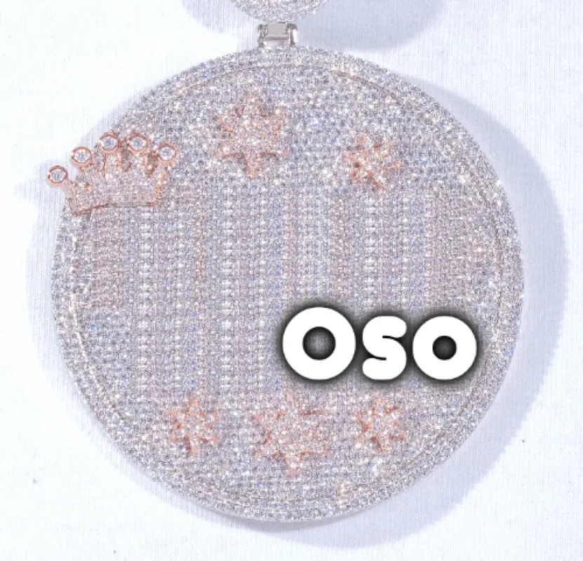 CUSTOM LETTER NECKLACE 3D BIG CROWN DISC sold by The GUU Shop