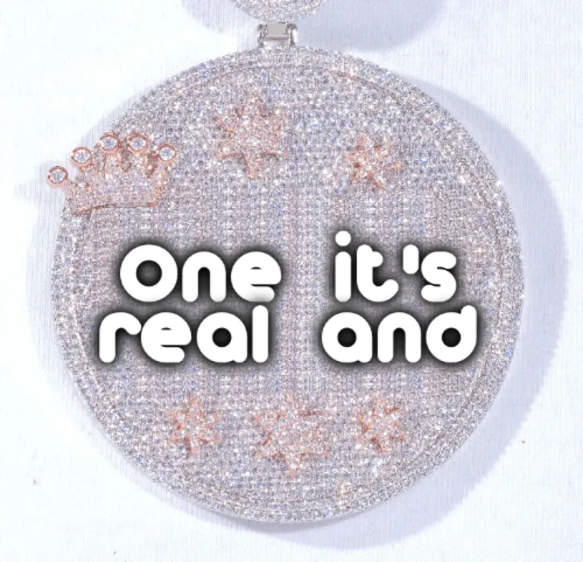 CUSTOM LETTER NECKLACE 3D BIG CROWN DISC sold by The GUU Shop