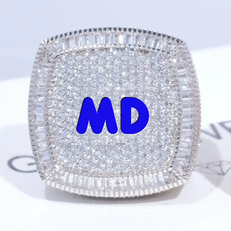 CUSTOM LETTER 3D ICED RING sold by The GUU Shop