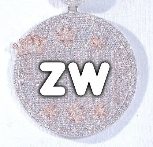 CUSTOM LETTER NECKLACE 3D BIG CROWN DISC sold by The GUU Shop