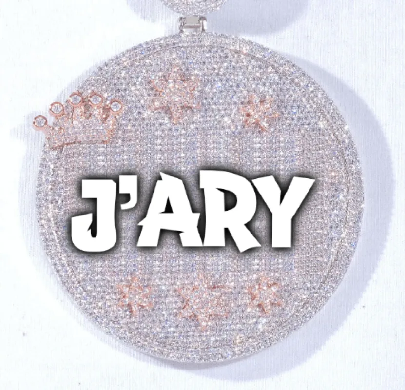 CUSTOM LETTER NECKLACE 3D BIG CROWN DISC sold by The GUU Shop