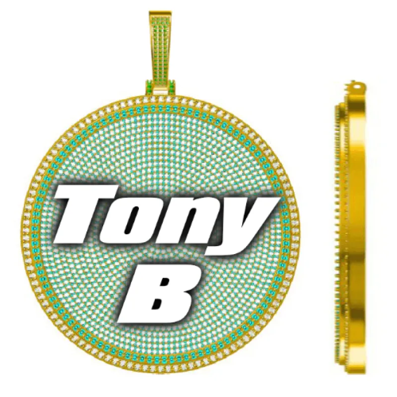 CUSTOM LETTER NECKLACE 3D BIG DISC sold by The GUU Shop