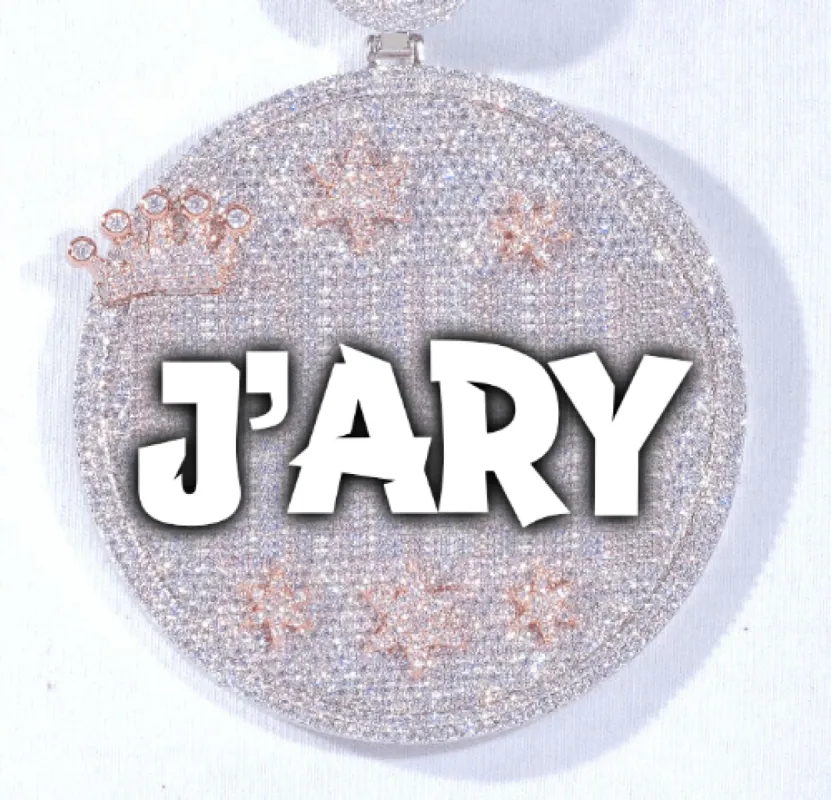 CUSTOM LETTER NECKLACE 3D BIG CROWN DISC made by The GUU Shop