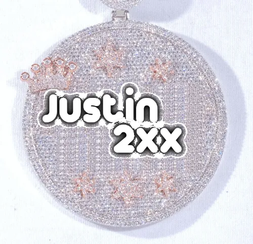 CUSTOM LETTER NECKLACE 3D BIG CROWN DISC sold by The GUU Shop