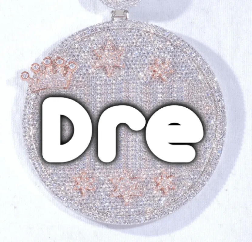 CUSTOM LETTER NECKLACE 3D BIG CROWN DISC sold by The GUU Shop