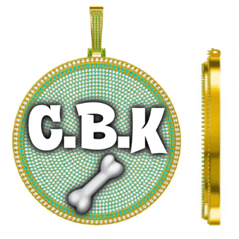 CUSTOM LETTER NECKLACE 3D BIG DISC sold by The GUU Shop