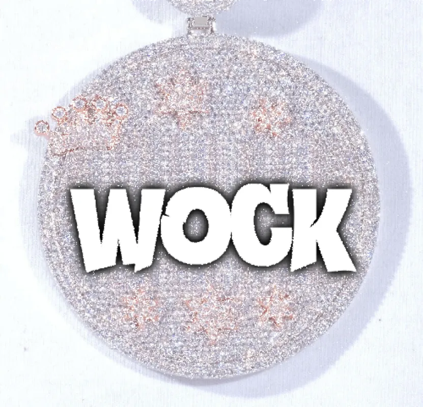 CUSTOM LETTER NECKLACE 3D BIG CROWN DISC sold by The GUU Shop