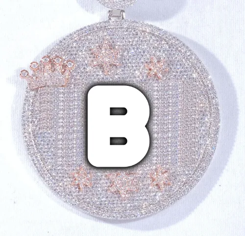 CUSTOM LETTER NECKLACE 3D BIG CROWN DISC sold by The GUU Shop