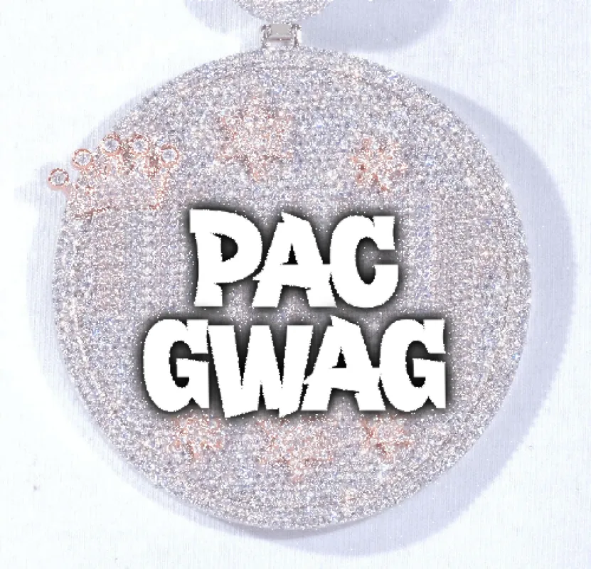 CUSTOM LETTER NECKLACE 3D BIG CROWN DISC sold by The GUU Shop