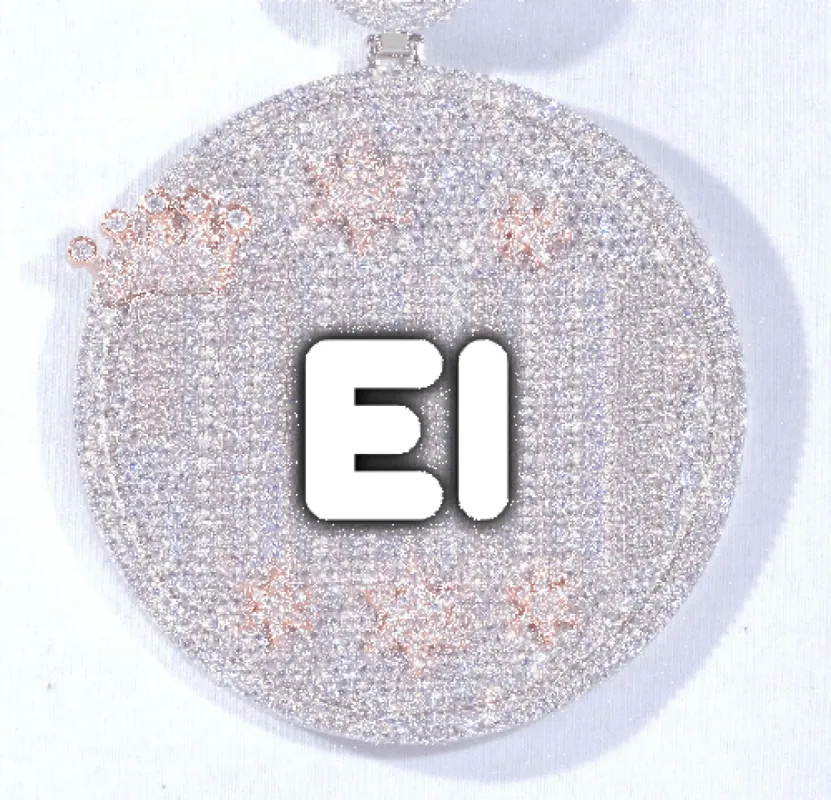 CUSTOM LETTER NECKLACE 3D BIG CROWN DISC sold by The GUU Shop