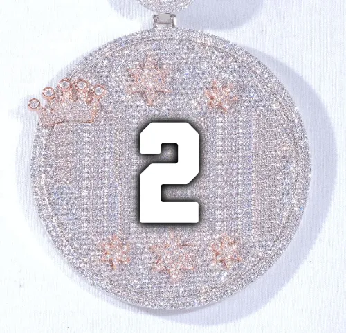 CUSTOM LETTER NECKLACE 3D BIG CROWN DISC sold by The GUU Shop