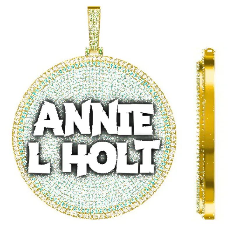 CUSTOM LETTER NECKLACE 3D BIG DISC sold by The GUU Shop