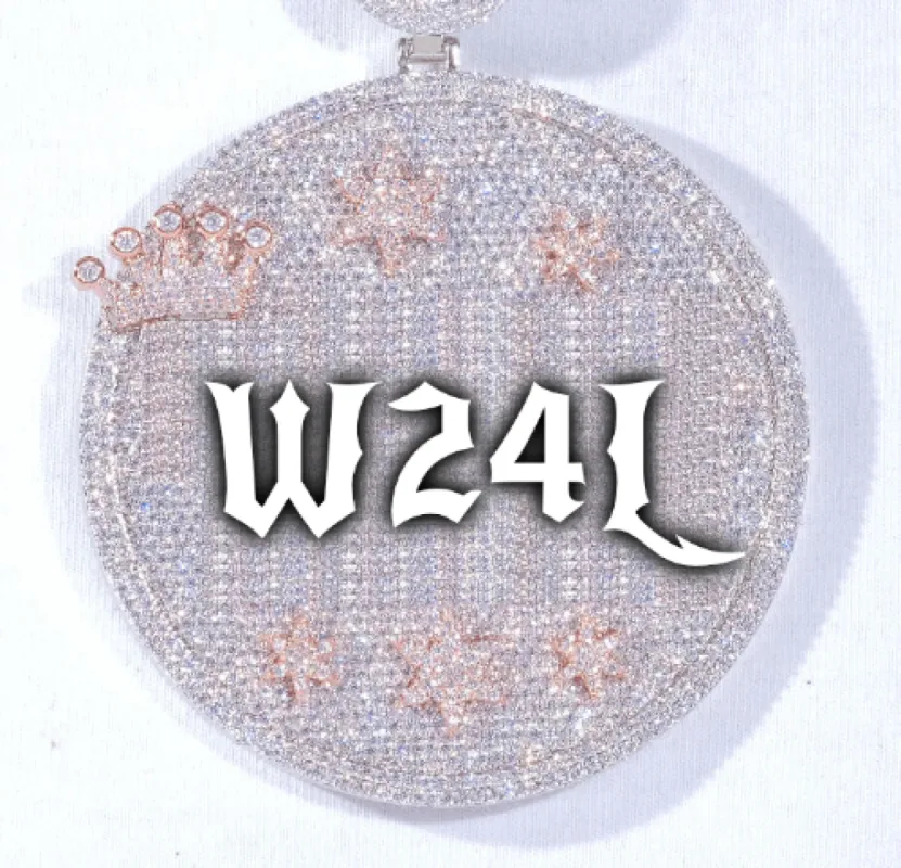 CUSTOM LETTER NECKLACE 3D BIG CROWN DISC sold by The GUU Shop