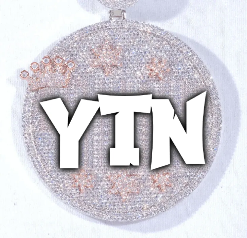 CUSTOM LETTER NECKLACE 3D BIG CROWN DISC sold by The GUU Shop