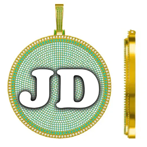 CUSTOM LETTER NECKLACE 3D BIG DISC sold by The GUU Shop