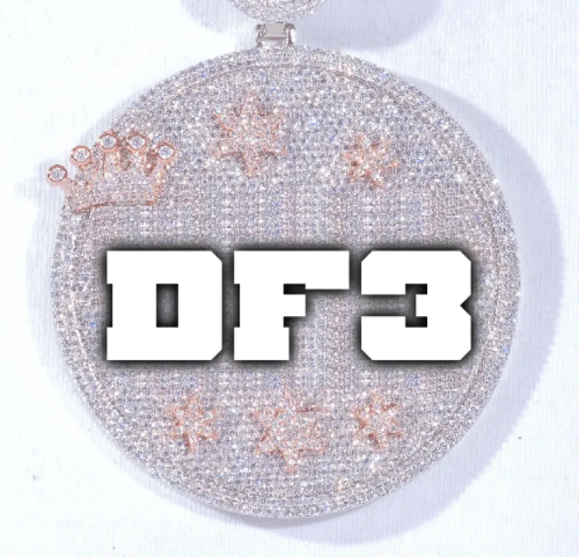 CUSTOM LETTER NECKLACE 3D BIG CROWN DISC sold by The GUU Shop