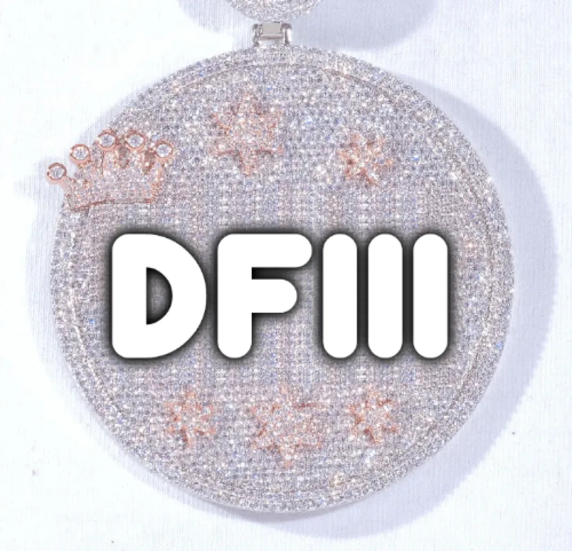 CUSTOM LETTER NECKLACE 3D BIG CROWN DISC sold by The GUU Shop